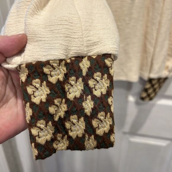 Polagram Long Sleeve Puff Sleeves Sweater Cream Contrast Cuffs Womens Medium - Picture 3 of 7